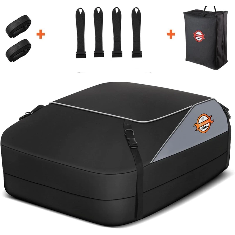 Sailnovo Roof Bag Roof Box 15 Cubic/ 430L Waterproof 1000D Car Roof Bag, Soft Car Luggage Carrier Roof with 4 Door Hooks, 6 Reinforced Straps, for Cars with/without Roof Bars/Racks/Rails