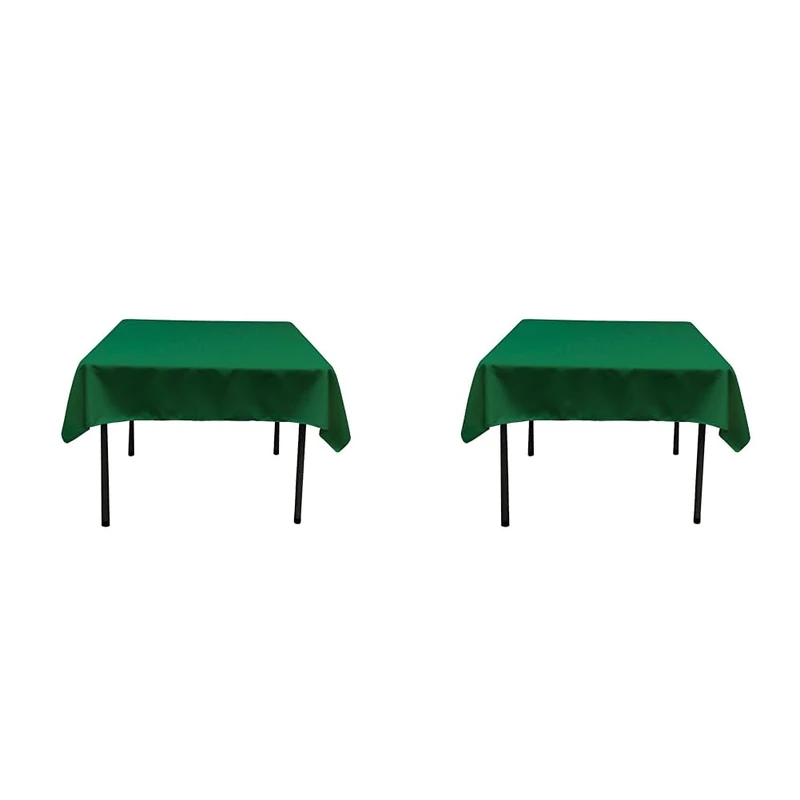 LA Linen Polyester Poplin Square Tablecloth, 52 by 52-Inch, Emerald Green,132 x 132 x 0.04 cm (Pack of 2)