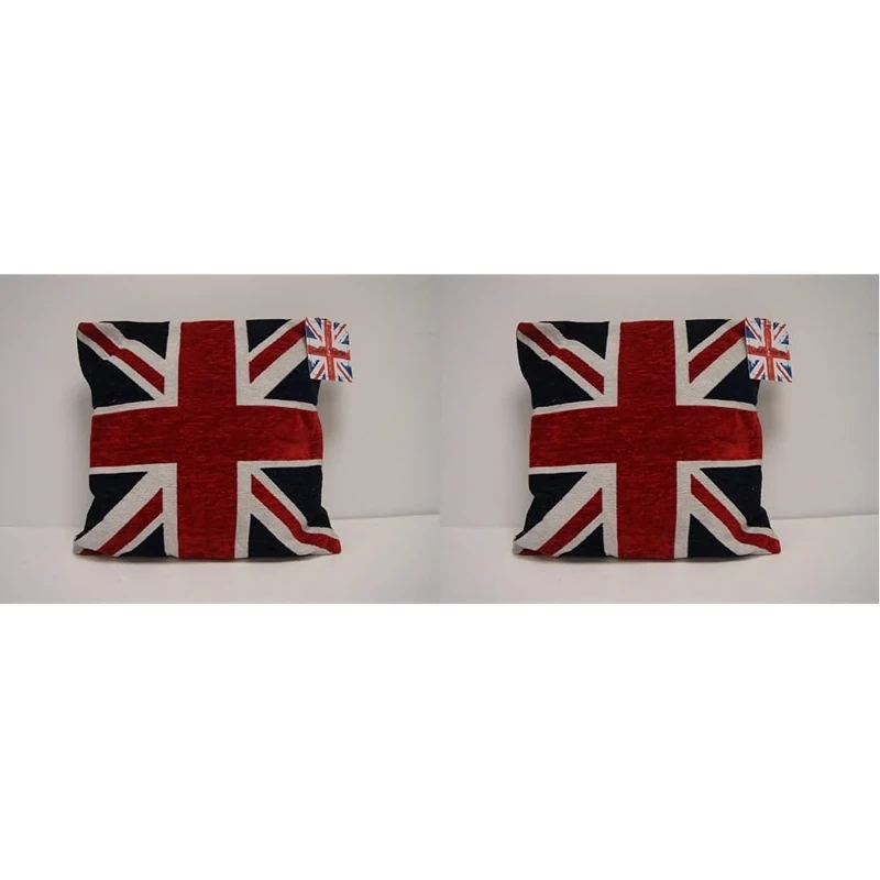 Rapport Home Union Jack Chenille Cushion Covers 45x45cm - Pack of 2 Decorative British Flag Throw Pillow Cases for Sofa Couch Bed - Multi-Colour (Covers Only)
