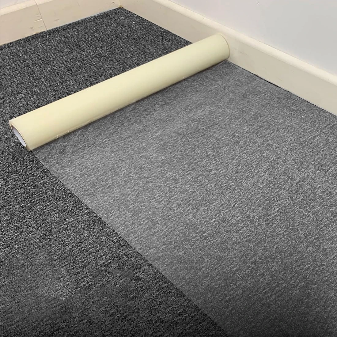 Besto Plastic Carpet Protector Roll - 60 Micron Dust Sheet - Self Adhesive Floor Protector Roll for Non-woolen Carpet, Rug, Hallway Runner, Stair (50m x 600mm)