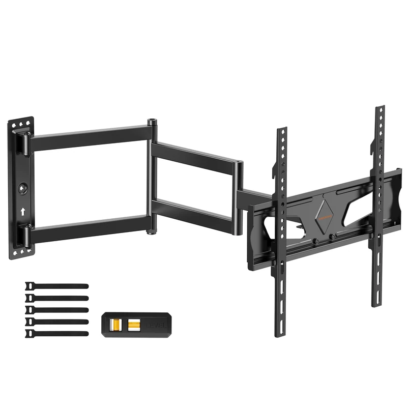 WHYFONE Corner TV Wall Bracket for 26-65 Inch TVs, Long Reach TV Bracket with 845mm Articulated Arm, 3 Folding Arms Full Motion Wall Mount with Swivel Tilt Extend Max VESA 400x400mm up to 35kg