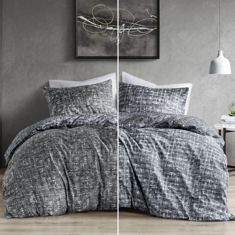 Comfort Spaces Queen Comforter Set - Grey Bedding for All Season, Ultra Soft 3 Pieces Reversible Comforter with 2 Matching Shams,Easy Care, Machine Washable, Full/Queen