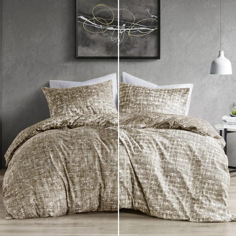 Comfort Spaces Queen Comforter Set - Taupe Bedding for All Season, Ultra Soft 3 Pieces Reversible Comforter with 2 Matching Shams,Easy Care, Machine Washable, Full/Queen