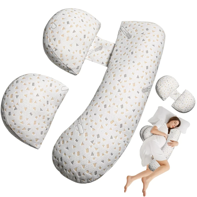 Oskeray Pregnancy Pillow for Sleeping, Baby Bub Maternity Pillow Support for Hips, Backs, Legs, Maternity Pillow with Detachable and Adjustable Pillow Cover
