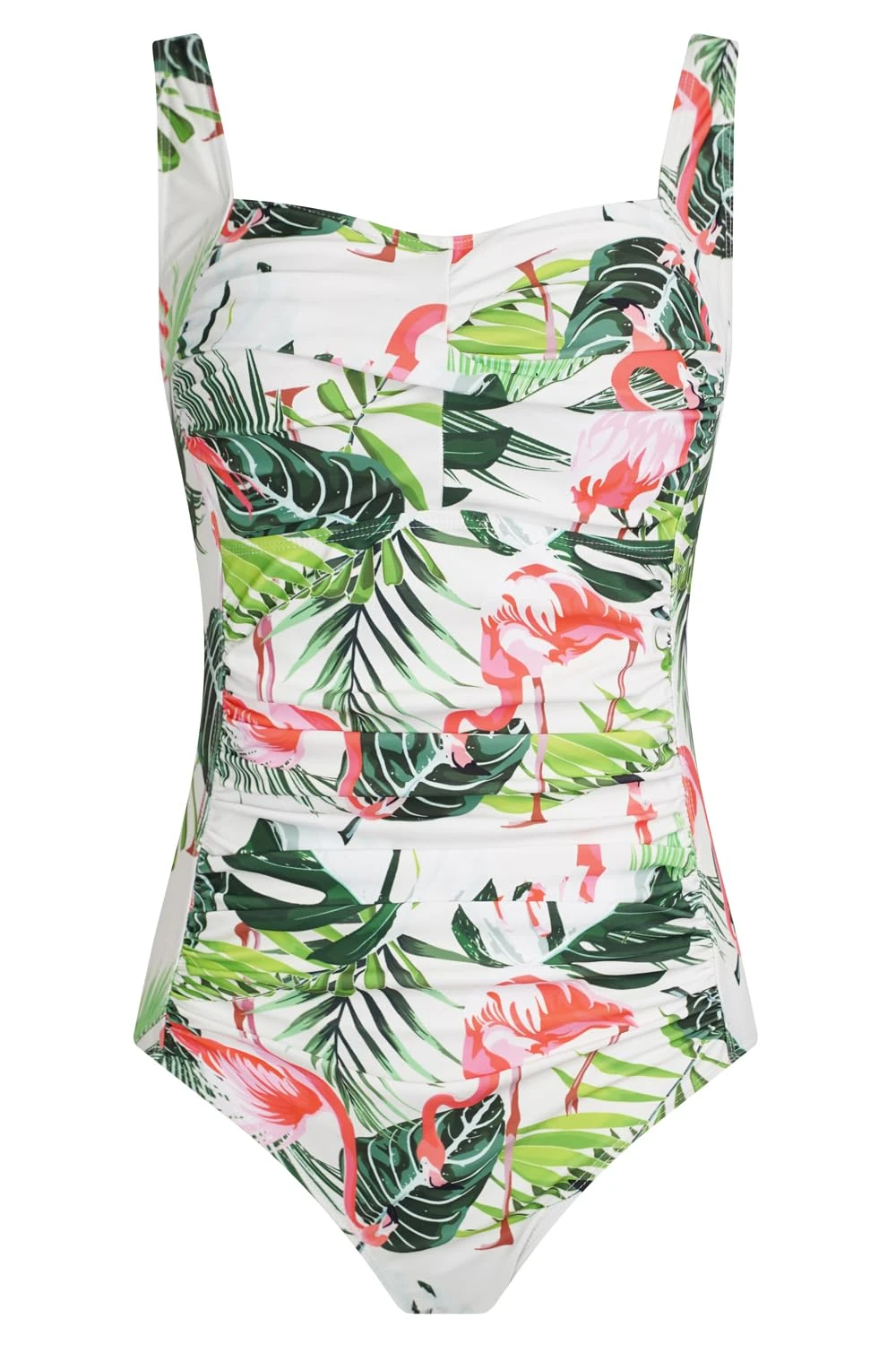 Aidotop Womens One Piece Swimsuit Tummy Control Swimwear with Retro Ruched Monokini Bathing Suits（16Flamingo,L）