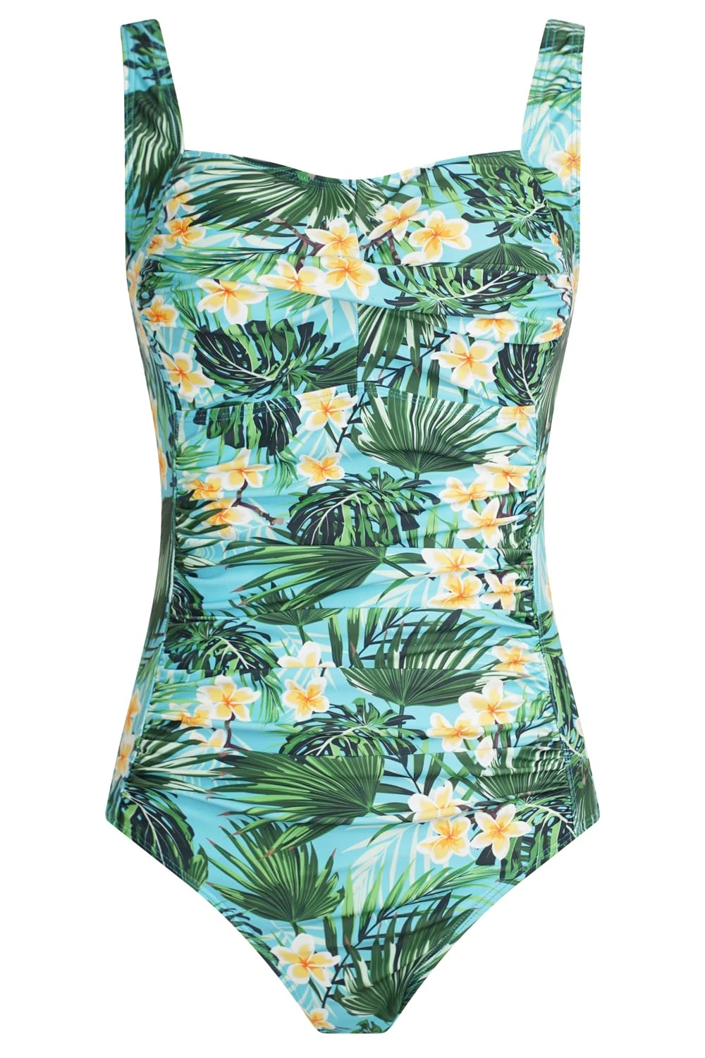 Aidotop Womens One Piece Swimsuit Tummy Control Swimwear with Retro Ruched Monokini Bathing Suits（11Green Flower,L）