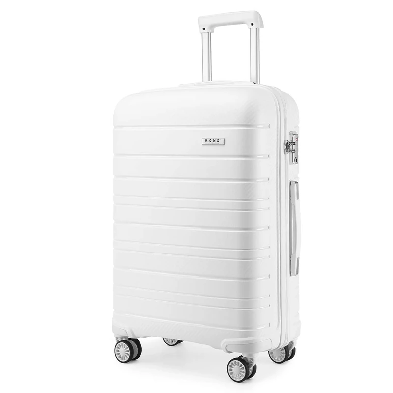 Kono 20 Inch Lightweight 55x40x20cm Cabin Hard Shell Suitcase 40L Travel Carry On Luggage with TSA Lock and 4 Spinner Wheels(White)