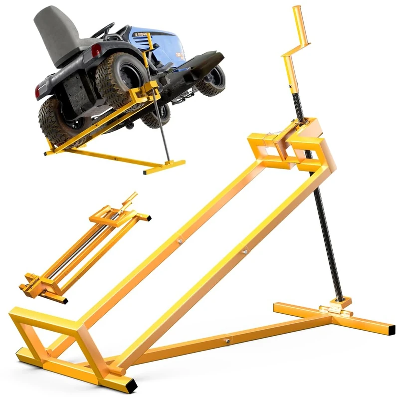 VOUNOT® Ride on Mower Jack Lift, Telescopic Maintenance Jack for Lawn mowers and Garden Tractors, Weight Capacity 400kg, Yellow