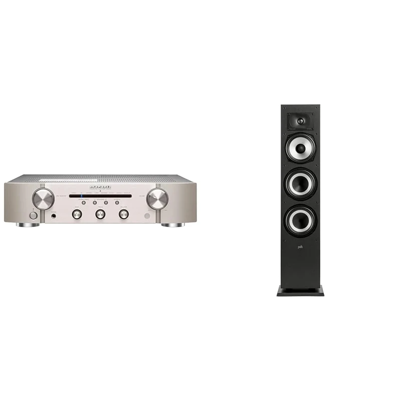 Marantz PM6007 Amplifier, Integrated Amplifier With Digital Connectivity, Analog Coaxial And Optical Inputs + POLK AUDIO Polk Monitor MXT60 Compact Tower Speaker