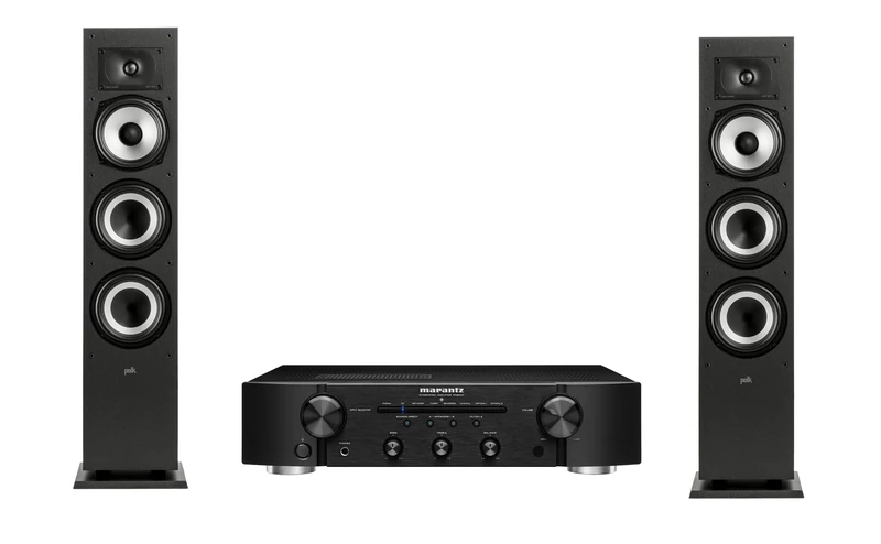 Marantz PM6007 Amplifier, Integrated Amplifier with Digital Connectivity + POLK AUDIO Polk Monitor MXT60 Compact Tower Speaker