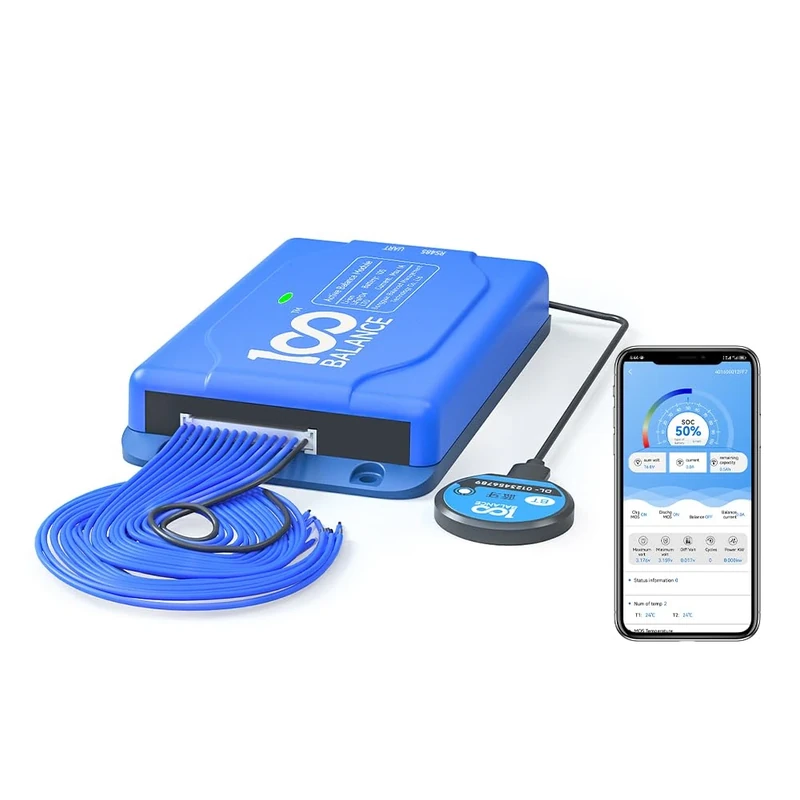 100Balance 1A Smart Active Equalizer Balancer 16S for Lifepo4 LFP/Lipo Li-on/LTO Lithium Battery Group BMS Energy Transfer Board with Bluetooth App(16 Cell)