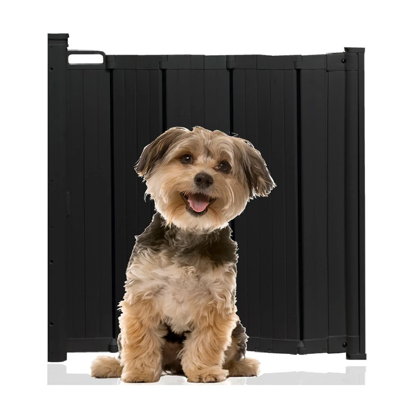 Bettacare Automatic Folding Retractable Dog Gate, 55cm - 89cm, Black, Folding Stair Gate for Pets, Retractable Dog Safety Gate