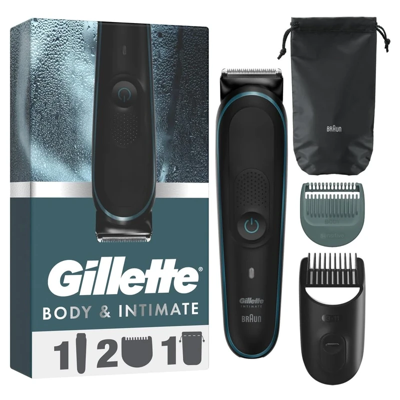 Gillette Intimate Trimmer i5 - Pubic Hair & Body Groomer for Men, SkinFirst Waterproof Manscaping Trimmer, Cordless Wet/Dry Body Hair Shaver for Private Parts & Sensitive Areas
