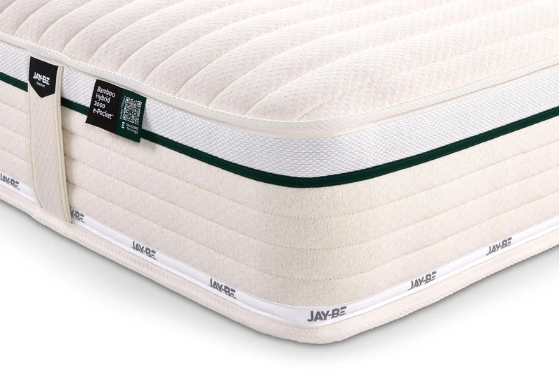 JAY-BE Natural Fresh 2000 Double Mattress, 23cm Thick, Hybrid Pocket Sprung, Medium Mattress, Better Bamboo Cotton & Mint Infused Fillings, 4ft6 Double (190 x 135 x 23cm)