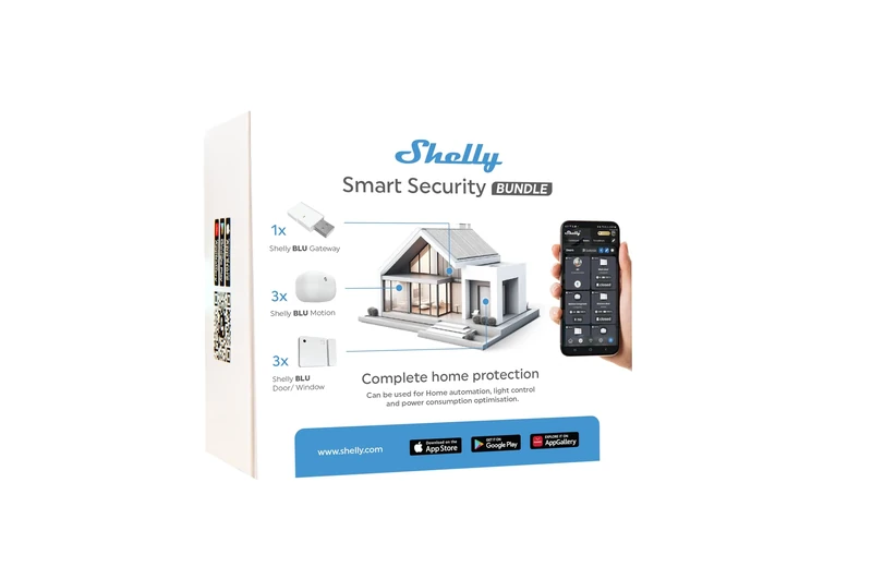 Shelly Smart Security Bundle | Smart Security Package | Bluetooth Devices | Home Automation | iOS Android App | Long Battery Life | Customized Alarm Zones | Automation Scenarios