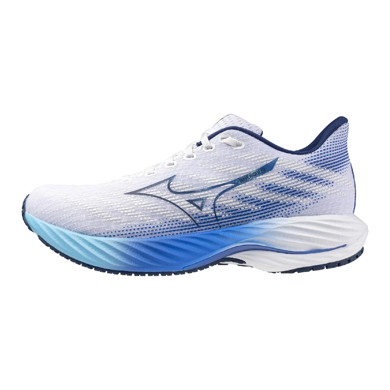 Mizuno Men's Wave Rider 28 Running Shoe, White-Estate Blue, 10