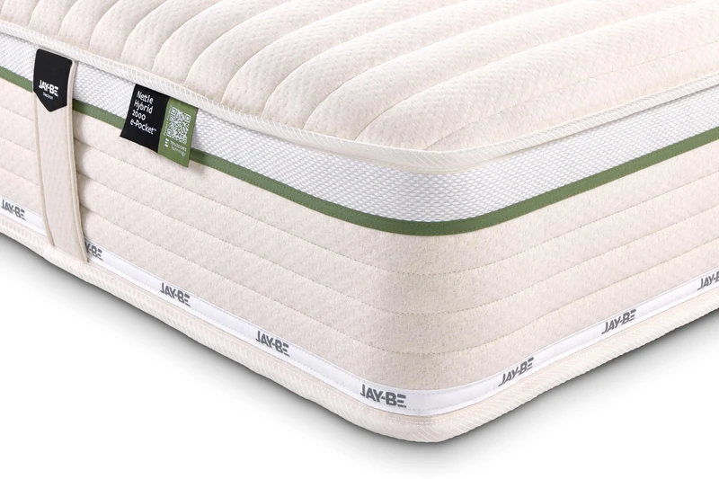 JAY-BE All‑Seasons Hybrid 2000 Double Mattress, 4ft6, 23cm Thick, Pocket Sprung, Medium Mattress, Nettle Infused, Naturally Regulates Temperature for Better Sleep (190 x 135 x 23cm)
