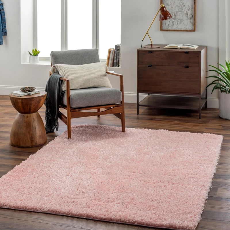 Livabliss Shaggy - Modern Berber Living Room, Large 200x275 cm, Soft Shaggy for Bedroom - Neutral Boho Fluffy, Easy Care Plush Thick Pile - Light Pink