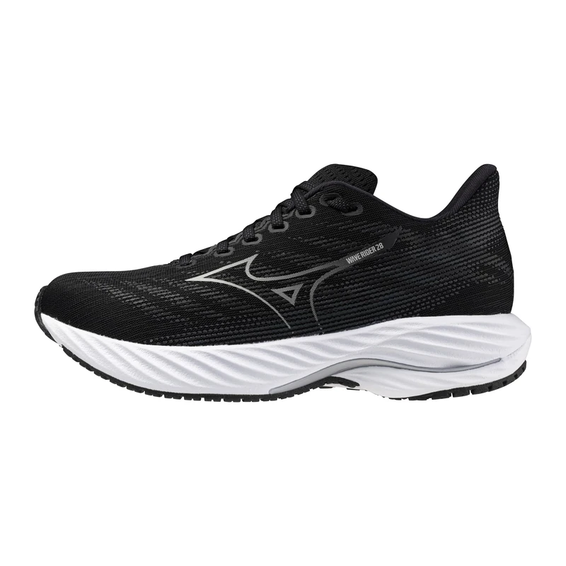 Mizuno Women's Wave Rider 28 Running Shoe, Black-Harbor Mist, 10 Wide
