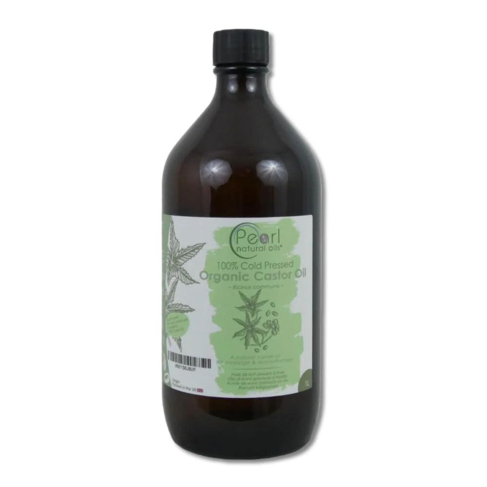 Cold Pressed Organic Pure Castor Oil 1 litre, Glass Bottle, Vegan, BP Grade, Hexane Free, Non-GMO