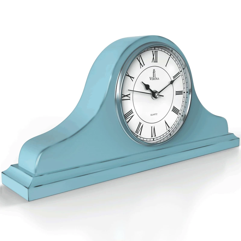 Mantel Clock Battery Operated - Wooden, Rustic Teal Mantle Clock for Living Room Decor Above Fireplace Mantel, Office, Shelf & Home Décor Gift 15x7.5 - Silent Wood Mantel Clock for Living Room Table - Image 1