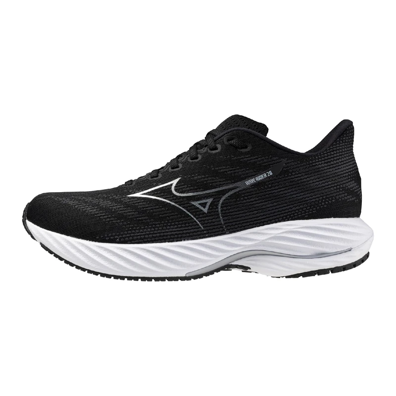 Mizuno Men's Wave Rider 28 Running Shoe, Black-Silver, 12