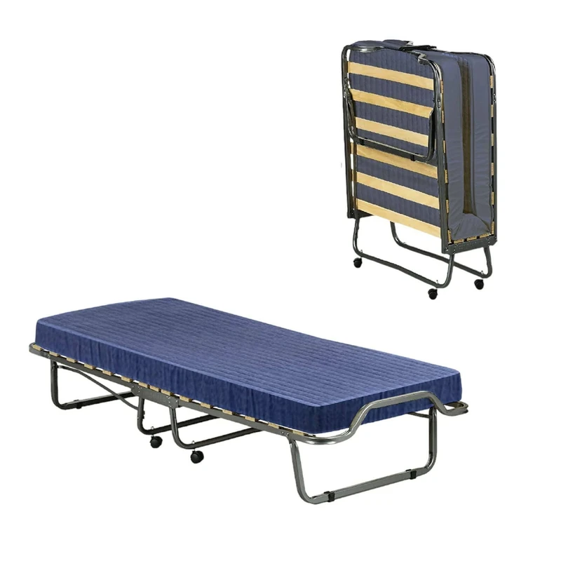 Talamo Italia - Folding bed Rosalba, Cot with 15 slatted base, Space-saving single bed, 100% Made in Italy, 80x200h40 cm, mattress included