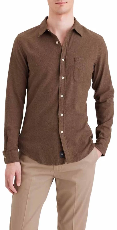 Dockers Original Shirt Slim Thermax Caramel Café M, Thermax Caramel Café, M