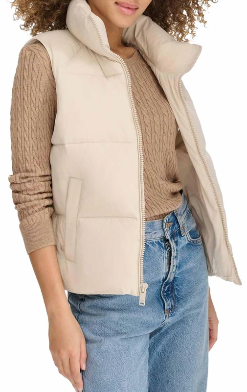 Dockers Women's Puffer Vest, Sahara Khaki, M - Image 1