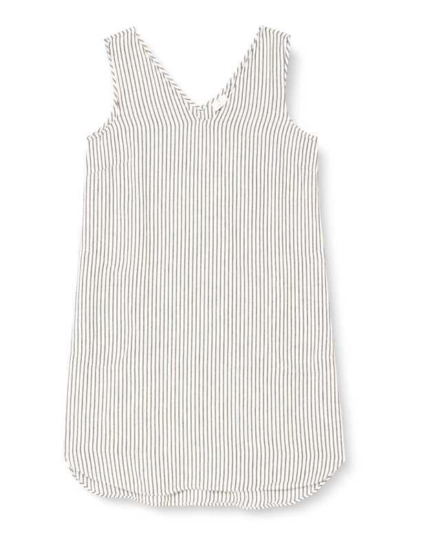 Kaffe Women's Dress Sleeveless V-Neck Knee-Length Pockets Straight Silhouette, Chalk/Black Stripe, UK 6 - Image 1