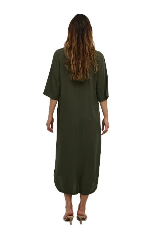 Kaffe Women's Kaftan Dress Half Sleeves Midi Length V-Notch Neck Regular Fit, Forest Night, UK 10.5 - Image 1