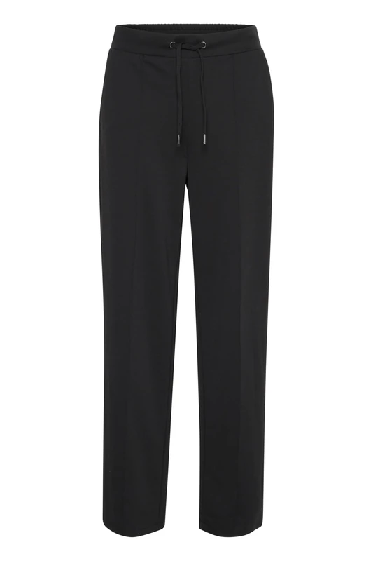 Kaffe Women's Women's Pants Elastic Drawstring Waist Wide Legs Full-Length Midrise Waist Pants, Black Deep,