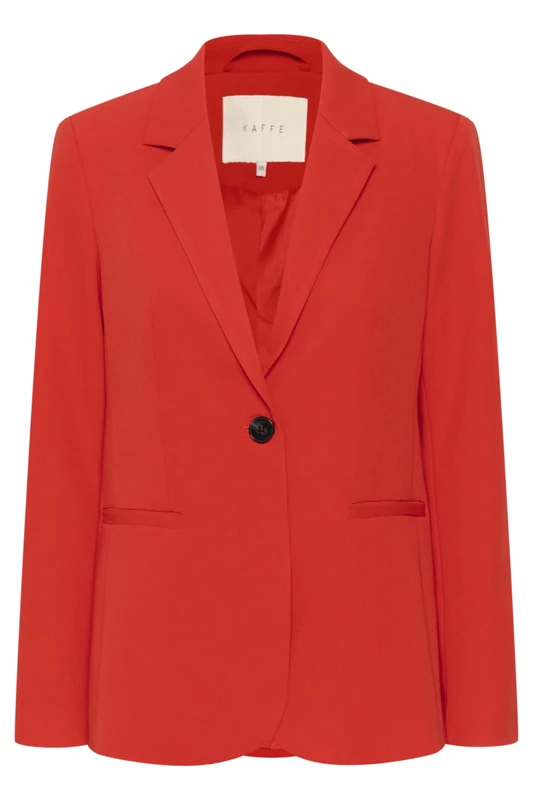 Kaffe Women's Blazer Single Breasted Notch Lapel Regular Fit Jetted Pockets, Cayenne, 10