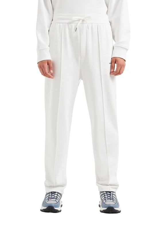 Armani Exchange Men's Cotton French Terry Sweatpant Wiith Front Pleat Detail, White, XXL