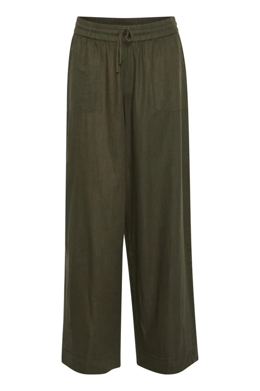 Kaffe Women's Women's Casual Pants Elastic Waist Wide Legs Full-Length Pockets Pants, Forest Night, - Image 1