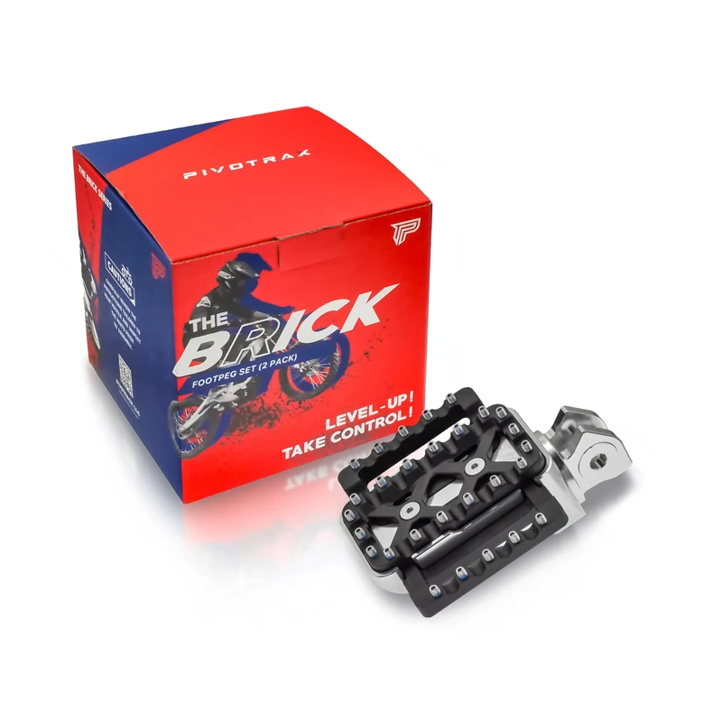 PIVOTRAX The Brick Series- Foot Pegs Set (2 Side Pack) (Surron-Light Bee, Silver/Black-Nail)