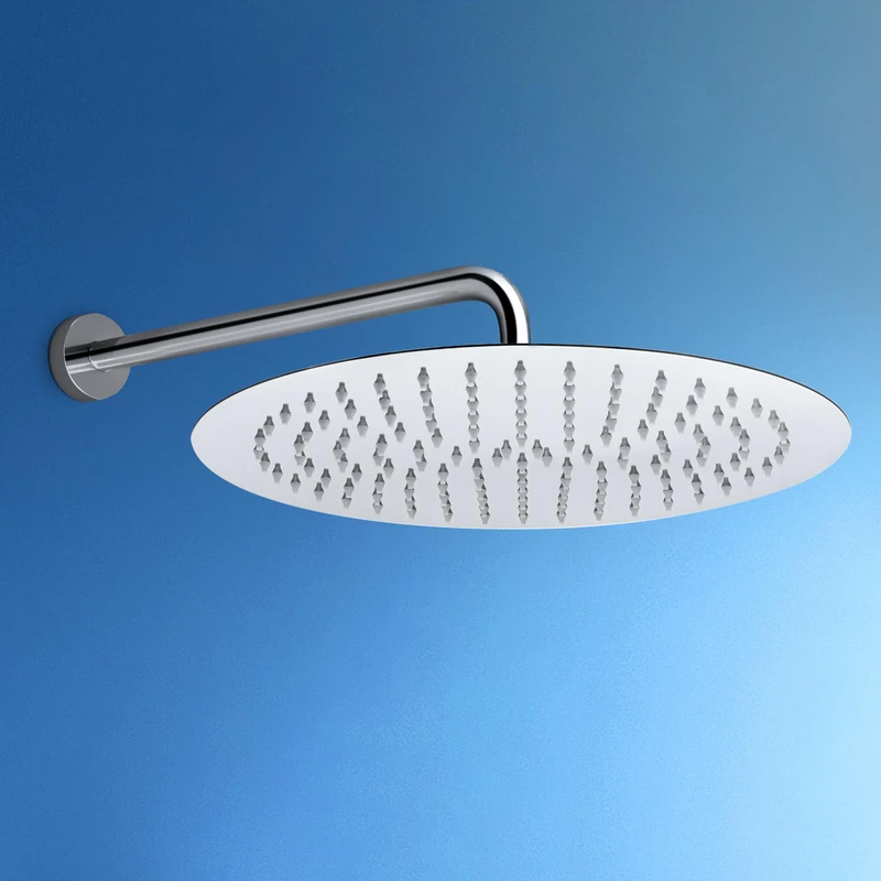 JOHO Rain Shower Head with Silicone Nozzle Anti-Limescale Round D30 cm Shower Head with Stainless Steel Shower Arm for Chrome Bathroom (D30 cm/40 cm)