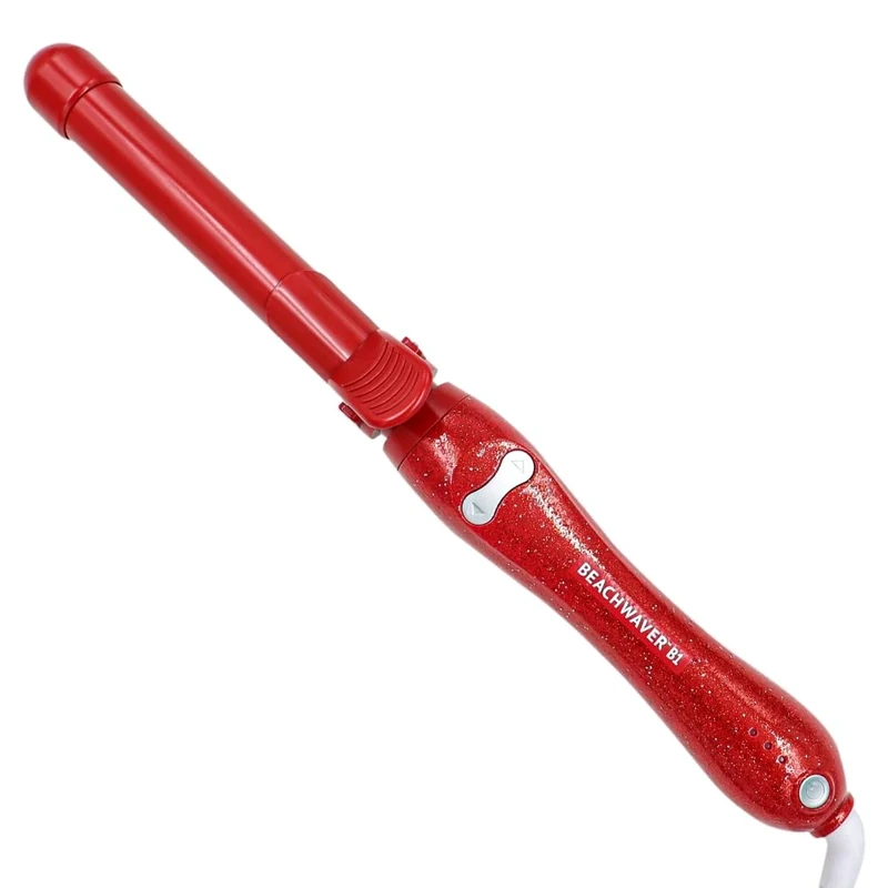 Beachwaver Red Glitter B1 Rotating Curling Iron | 1 inch (2.54 cm) Barrel for All Hair Types | Automatic Curling Iron | Easy-to-use Curling Wand | Long-Lasting, Salon-Quality Curls and Waves