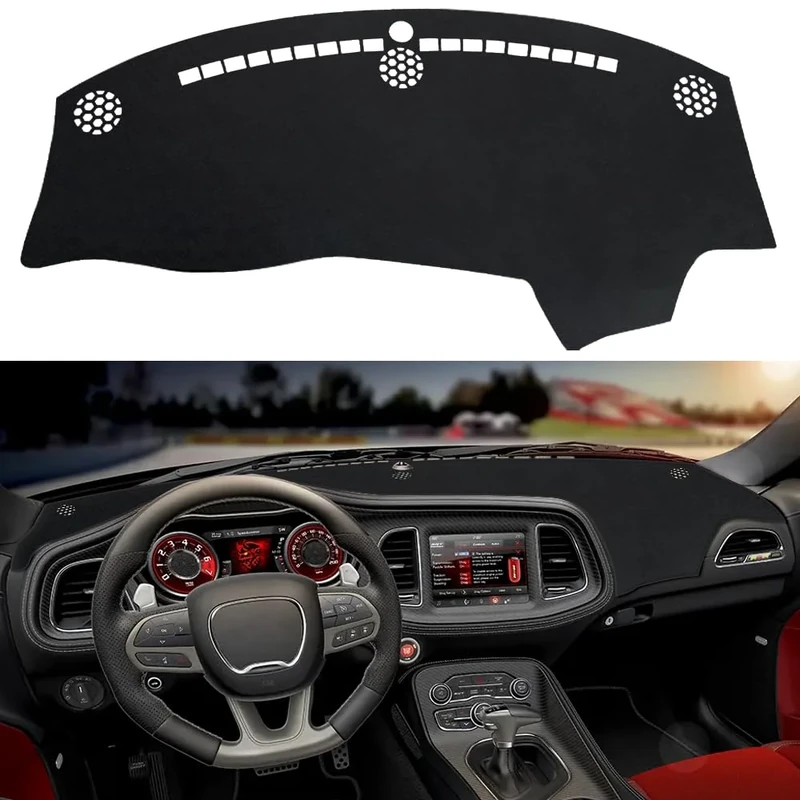 XYHGM Custom Suede Dash Cover Fit for Dodge Challenger 2015-2022 2023 Non-Slip Interior Decoration Sunshade Glare UV Rays Protector Dashboard Mat Carpet Accessories