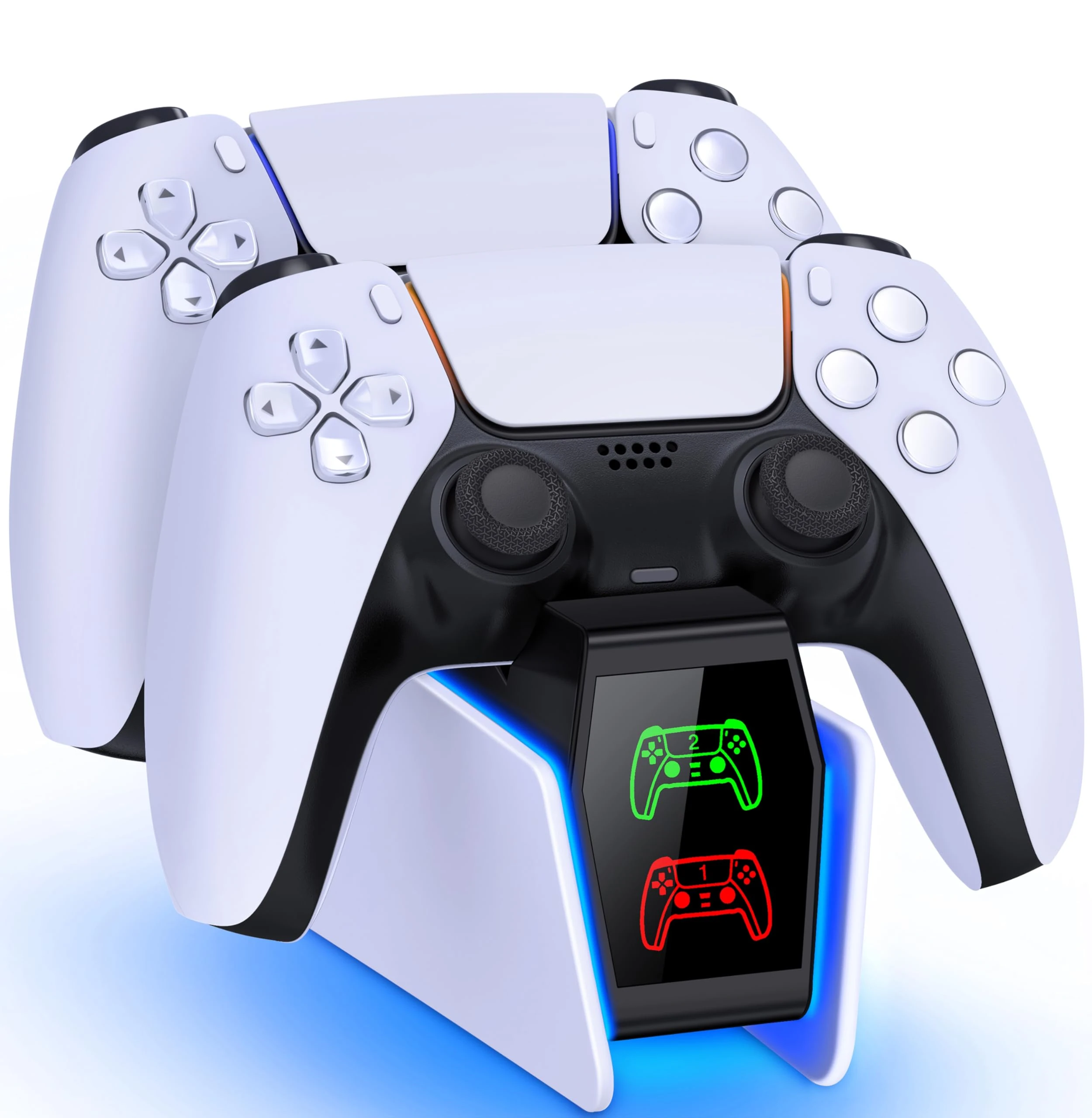 HELLCOOL PS5 Controller Charging Station with 2-3 Hours Fast Charging/Cool RGB Light for Playstation 5 - PS5 Charging Dock for Dualsense/Edge Protectors