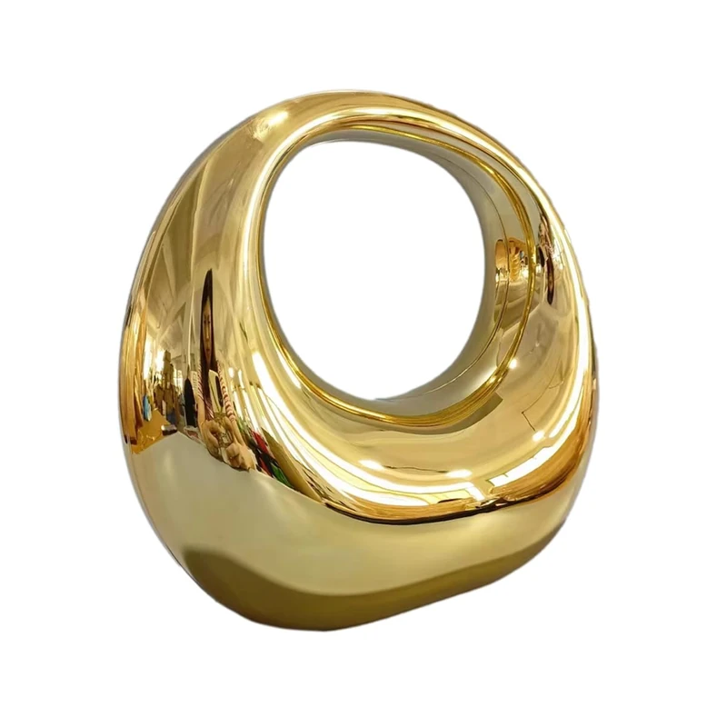 GSYPS Acrylic Evening Clutch Purse Top-handle Moon Hobo Bag, Elegant Marble Handbag for Wedding Cocktail Party, B-gold