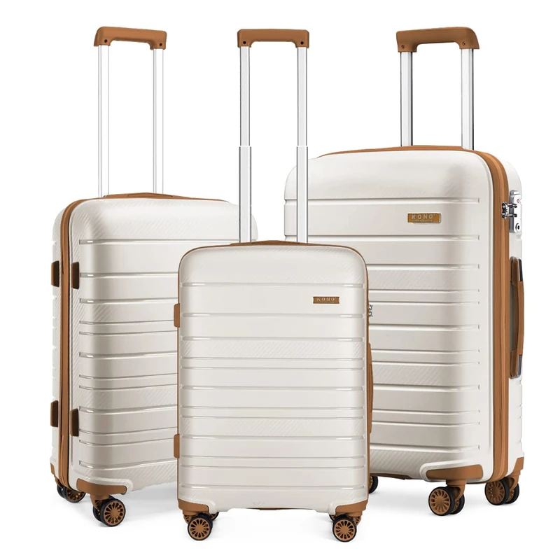 Kono 28 Inch Lightweight Large Size Hard Shell Suitcase 100L Travel Carry On Luggage with TSA Locks and 4 Spinner Wheels(Cream, 76x49x30cm)