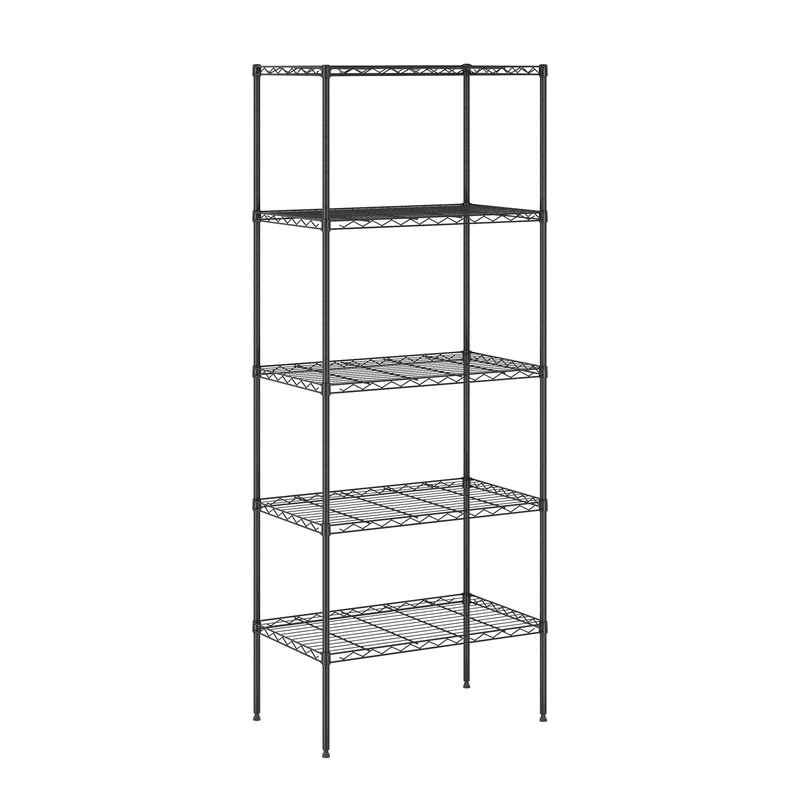 Furinno Wayar 5-Tier Metal Storage Shelf Rack, 24 x 14 x 60, Black