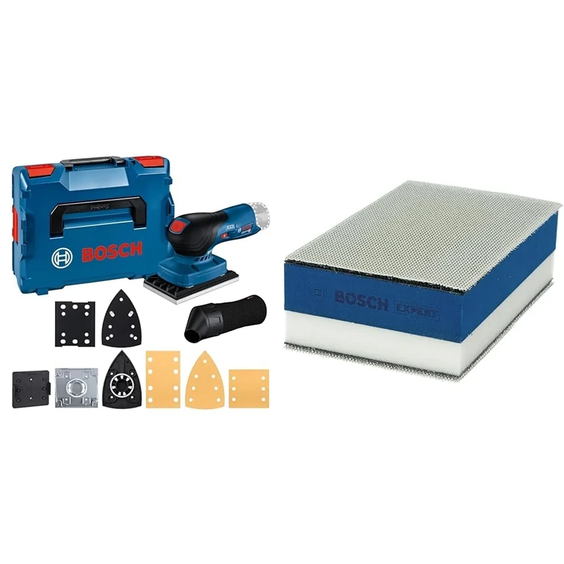 Akku-Schwingschleifer GSS 12V-13 Professional Solo (ohne Akku und Ladegerät, in L-BOXX, 3 Schleifplatten) + 1x Expert Dual Density Sanding Block - Image 1