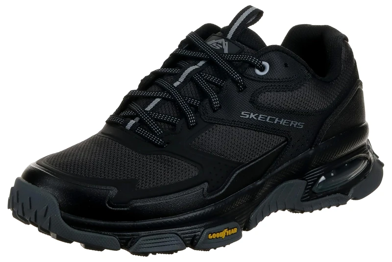 Skechers Men's Skech-Air Envoy Sleek Envoy Sneaker, Black Leather/Synthetic/Textile/Trim, 9 UK