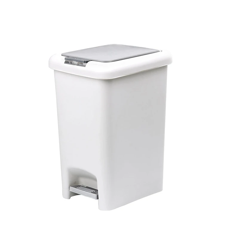 Casa & Casa Fairmont Pedal Bin, Modern and Stylish Trash Can, 30L Bin for Kitchen, Bathroom, Bedroom, Office, Anti-Fingerprint Outer Finish, Durable Plastic Rubbish Bin, Rectangular Waste Bin, White