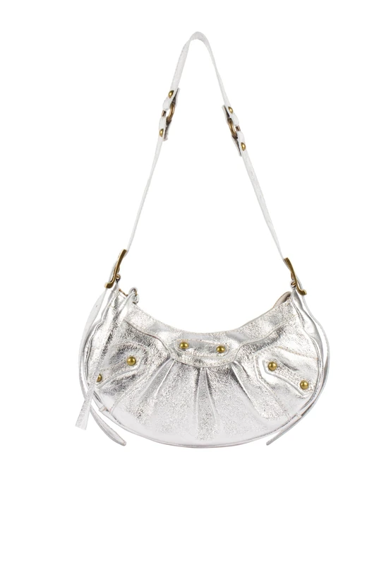 MAHISHA Women's Metallic Leather Shoulder Bag, Silver, One Size