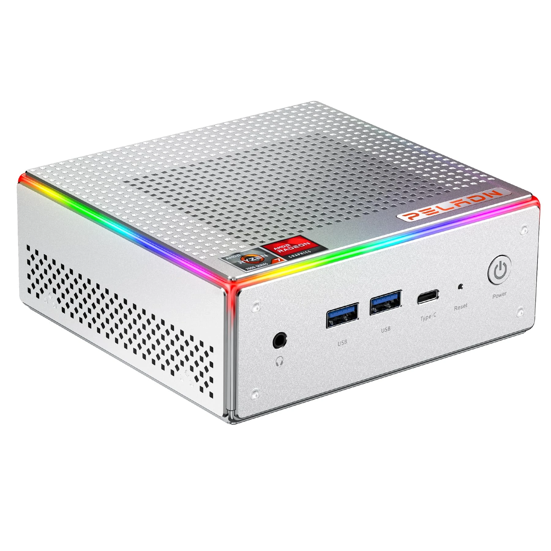PELADN Mini PC Mini Computers, AMD Ryzen 7 7840HS (8C/16T, Up to 5.1GHz) 32GB DDR5/1TB PCIe Gen 4 SSD Windows 11 Pro Desktop PC Support Wi-Fi 6E/Bluetooth 5.2/USB 4.0/2.5G LAN/8K