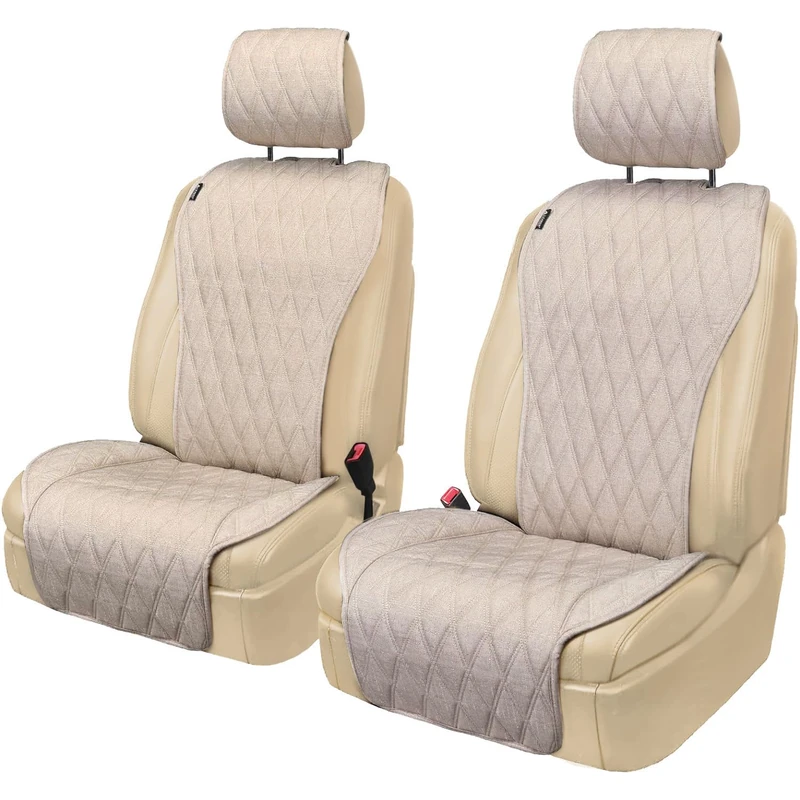 Leader Accessories Beige 2 Pack Front Car Seat Covers Universal Sideless Protectors Vehicle Cover Automotive Cushions for Cars Trucks SUV