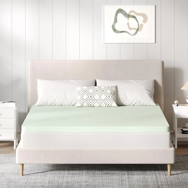 Novilla King Mattress Topper, 4 Inch Gel Infused Memory Foam King Size Mattress Topper for Cool Sleep & Pain Relief, CertiPUR-US Certified Foam, Green